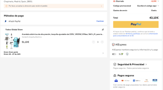 Hidrolimpiadora de alta presión boquilla ajustable 220V 1500W 135bar 560 L/H para lavado a solo 43,10€