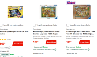 2 puzzels van Ravensburger voor €25 bij Bol