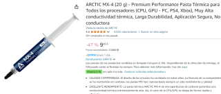 Pasta termica Arctic MX-4 de 8Grs por 5,50€