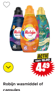 Robijn wasmiddel of capsules voor €4,49 bij Dirk
