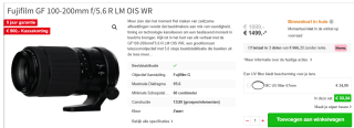Fujifilm GF telelens 100-200 mm F5.6 R LM OIS WR voor €1.499 bij CameraNU