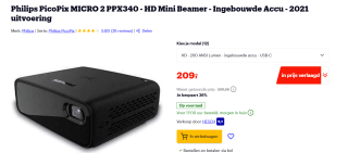 Philips PicoPix MICRO 2 PPX340 - HD Mini Beamer voor €209 bij Bol