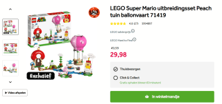 LEGO Super Mario uitbreidingsset Peach tuin ballonvaart (71419) voor €29,98 bij Intertoys