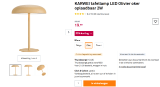 Olivier oplaadbare tafellamp voor €19,99 bij Karwei
