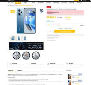 Xiaomi Redmi Note 12 Pro 5G 8GB 256GB por solo 299€