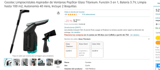 Limpiacristales Cecotec PopStar Glass Titanium por 52.90€