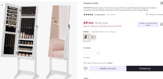 Armario joyero con espejo Songmics por 69,99€
