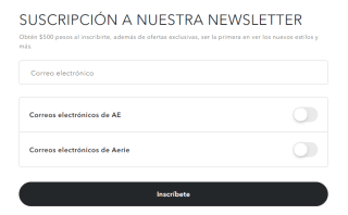 Descuento American Eagle: $500 de descuento al registrarte al newsletter