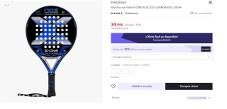 Pala de Padel NOX X-One Blue 2023 por 26.24€