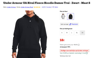 Under Armour hoodie (maat S) voor €18 bij Bol