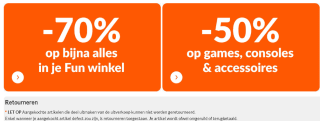 70% korting op bijna alles bij Fun + 50% op multimedia