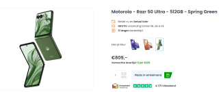 Motorola Razr 50 Ultra, 12GB ram, 512GB opslag Groen voor €809 bij Phonemarket