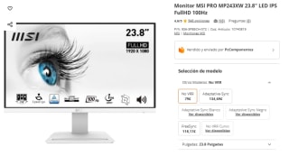 Monitor MSI PRO MP243XW 23.8" LED IPS FullHD 100Hz por 79€