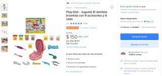 Juguete El Dentista Play-Doh por $150 en Mercado Libre