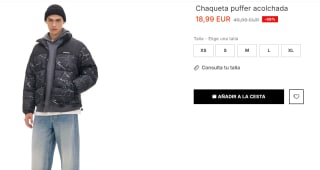Chaqueta puffer acolchada para Hombre por 18.99€