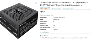 Thermaltake Toughpower PF1 850W voor €93,99 bij Amazon
