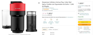 Combo Nespresso Cafetera Vertuo Pop por $2,306.08 en Amazon