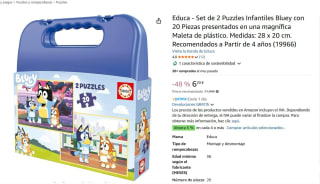 Marca Educa Maleta Puzzle Bluey 2x20 Piezas por 6,20€