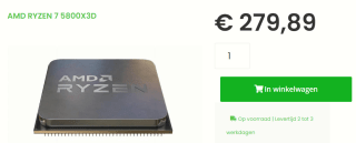 AMD Ryzen 7 5800X3D - Processor voor €279,89 bij Megekko