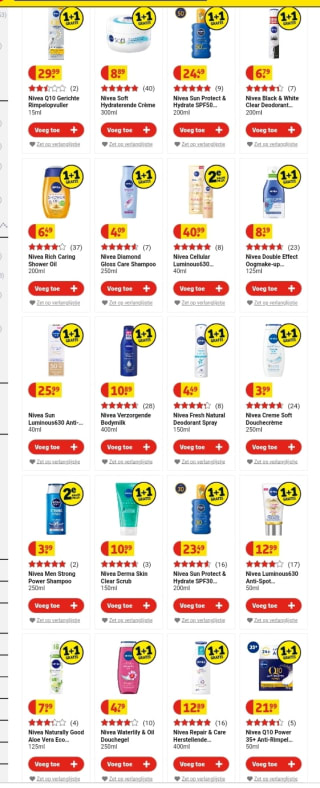 Alle Nivea 1+1 gratis bij Kruidvat