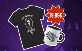 Taza y Camiseta del miércoles por 19,99€.