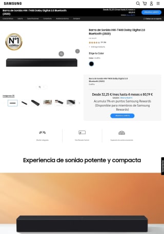 Barra de Sonido HW-T400 Dolby Digital 2.0 Bluetooth 2020 por 76,19€