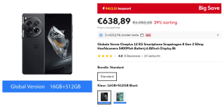 OnePlus 12 512GB Zwart voor €638,89 bij Aliexpress