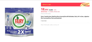 Fairy Todo En Uno, Pastillas Para Lavavajillas 90 Unidades, Fairy All in One por 18,99€