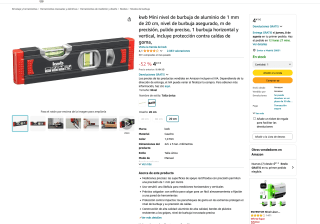 Mini nivel de burbuja horizontal/vertical de 20 cm por 4,41€