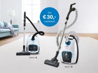 Tot €30 cashback op Bosch Serie 8 & Serie 6 stofzuigers met stofzak