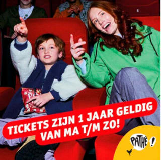 Pathé bioscoop tickets 1+1 gratis bij Kruidvat