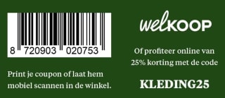 Code voor 25% korting op 1 kledingartikel naar keuze bij Welkoop