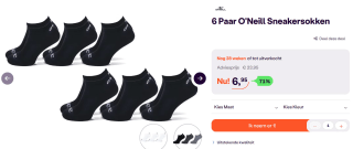 O'Neill sneakersokken 6 Paar voor €6,95 bij Ibood