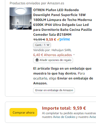 Plafon LED Redondo Downlight 18W por 9,59€