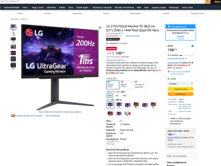 Monitor IPS LG 27GS75Q-B 27" 200hz 2560 x 1440 Pixel Quad HD Nero por solo 198€