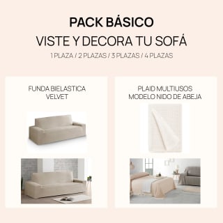 Gratis Pack básico viste y decora tu sofá - Funda Velvet + Plaid Mulitusos Nido Abeja