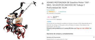 Motoazada de Gasolina ASHIKO Motor 156F - 98Cc, 50-65Cm de Ancho por 227,95€