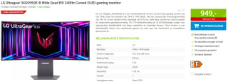 LG Ultragear 34GS95QE 34"240Hz Curved OLED gaming monitor voor €749 bij Megekko