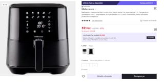 Mellerware Freidora de Aire Crunchy! Plus capacidad de 5,5L por 59.99€ (Cuenta Nueva 49.99€)