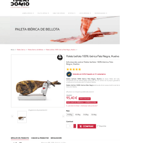 Paleta bellota 100% ibérica Pata Negra, Huelva 4.5KG Brida Negra por 95,40€
