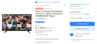 Smart Tv Pantalla 32" Jokben en oferta