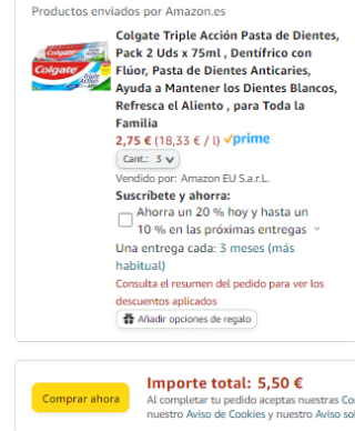 Pack 3 Colgate Triple Acción Pasta de Dientes total 6 unidades por 5,50€