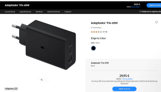Samsung cargador Trio 65W carga rápida por 29,95€