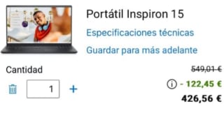 DELL Inspiron 15 Ryzen 5 7530 16GB RAM Windows 11 512GB SSD 15,6" IPS 120Hz por