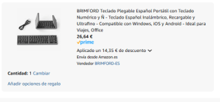 BRIMFORD Teclado Plegable Español Portátil con Teclado Numérico y Ñ por 26,64€