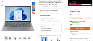 Portátil Lenovo IdeaPad Slim 3 15IRH8 Intel Core i7-13620H/16GB/1TB SSD por 604€