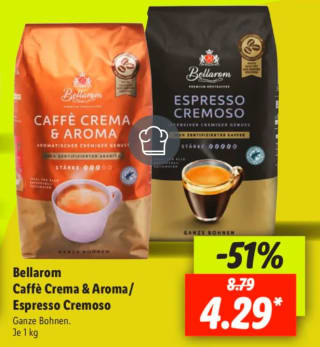 1 kg koffiebonen voor €4,29 bij de Lidl in Duitsland