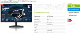 Cooler Master GP27U Tempest 27" 4K 160Hz IPS Gaming monitor voor €649 bij Megekko