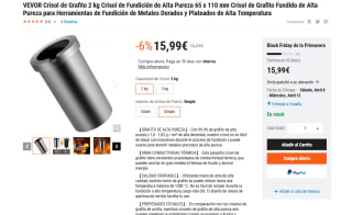 Crisol de Grafito 3 kg 85 x 110 mm por 10,99€