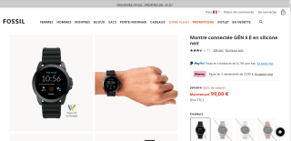 Montre connectée GÉN 5 E en silicone noir à 99€